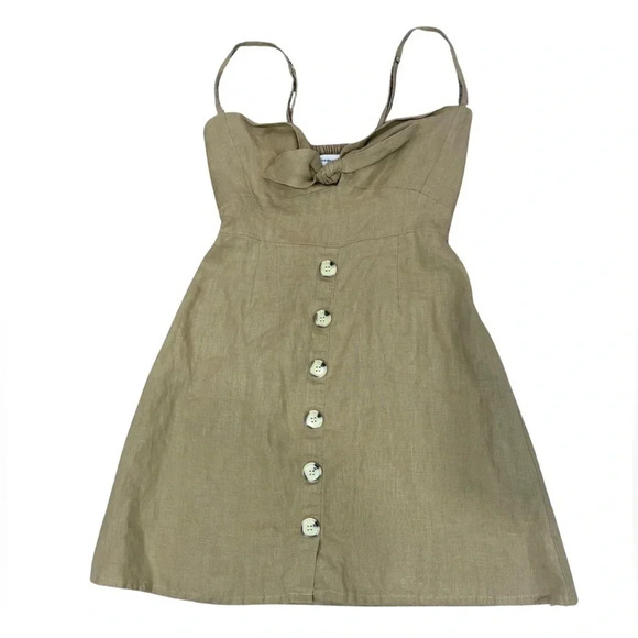 FAITHFULL THE BRAND Camel plain oat
Linen Button Front Mini Dress Small - Picture 2 of 10